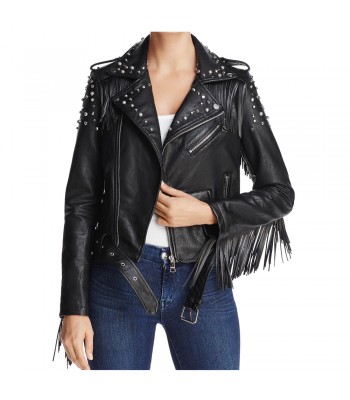 Women Punk Style Black Studded Biker Leather Jacket Gothic Brando Rock Punk Jacket